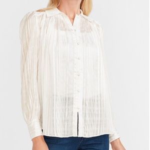 Metallic Pleated Puff Sleeve Shirt